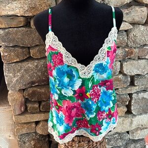 Vintage Victoria's Secret floral Lace Accent Lingerie tank top M cami